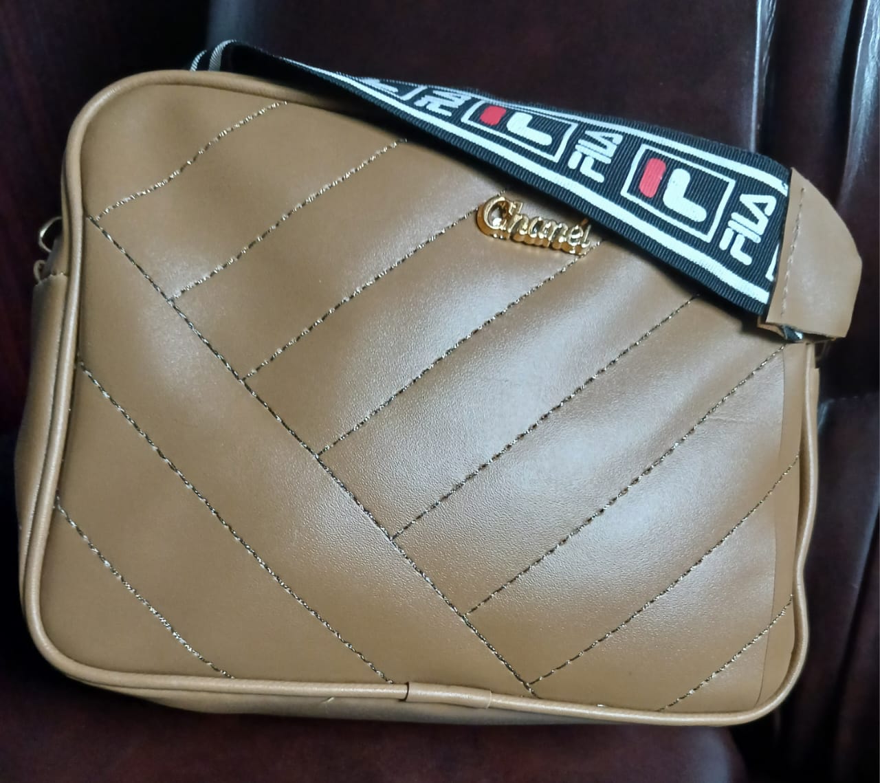 Beige Quilted Shoulder Bag