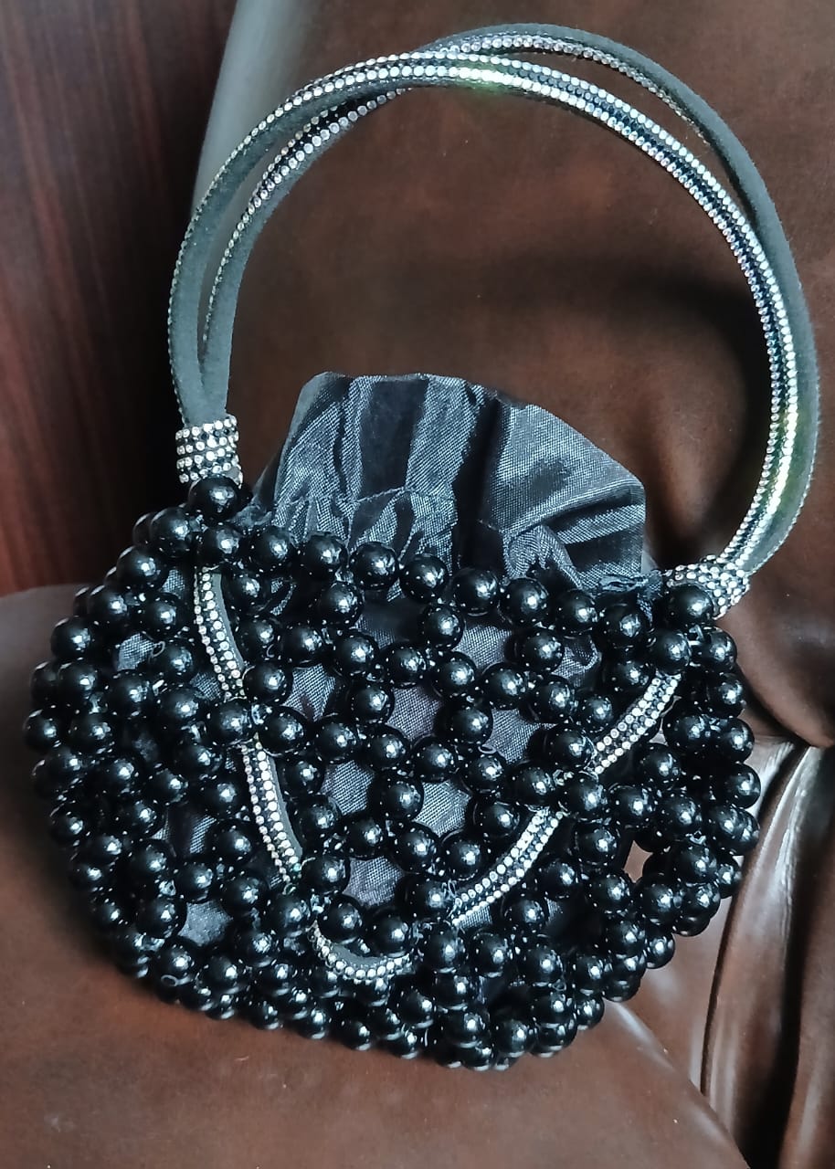 Black Beaded Evening Bag